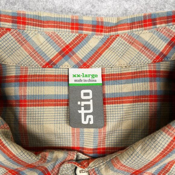 Stio Shirt Mens 2XL Hayden Orange Plaid Flannel Western Pearl Snap Long Sleeve - Picture 9 of 12